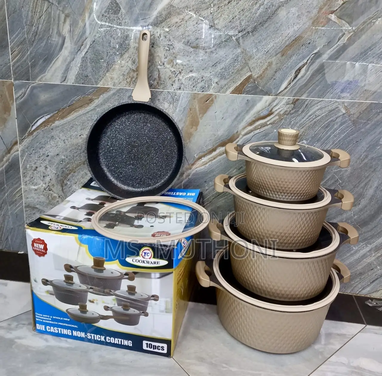 10pc Granite Die Cast Cook and Serve Pots