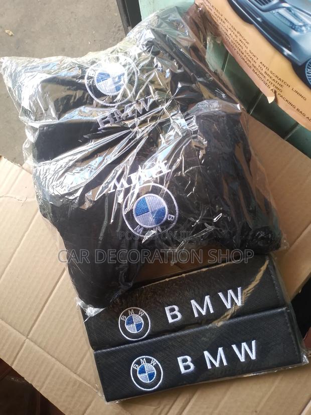 4pc BMW Branded Neck Pillow With Safety Belt Cover