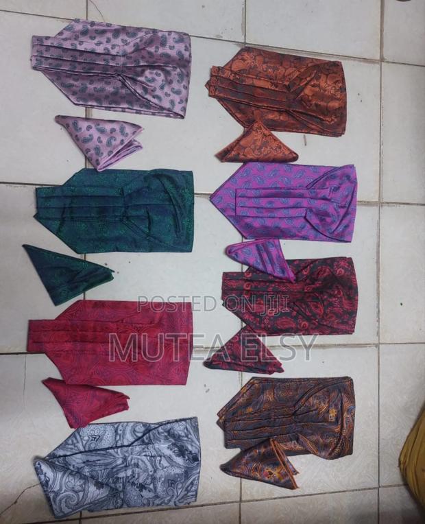 Coffee Brawn Light Pink Ascot Ties Sets - main view