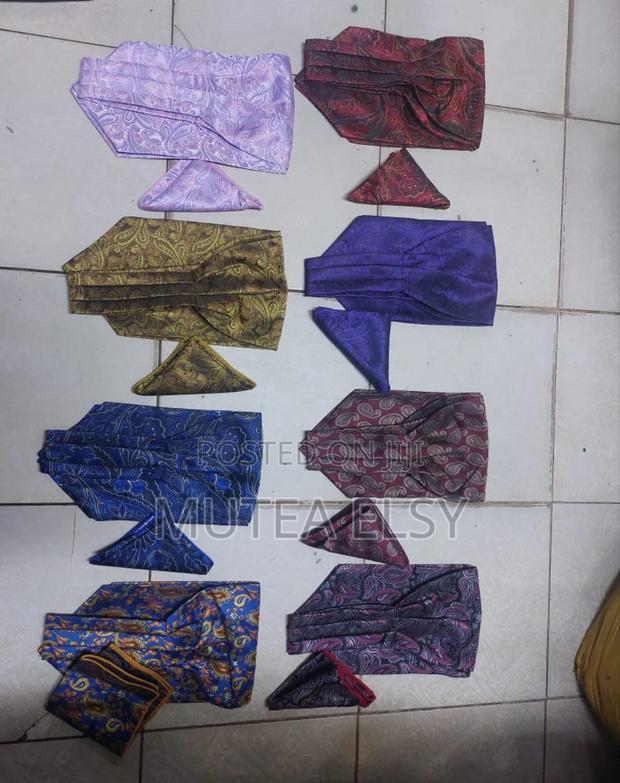 Coffee Brawn Light Pink Ascot Ties Sets - thumbnail 2