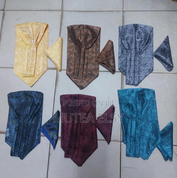 Coffee Brawn Light Pink Ascot Ties Sets - thumbnail 3