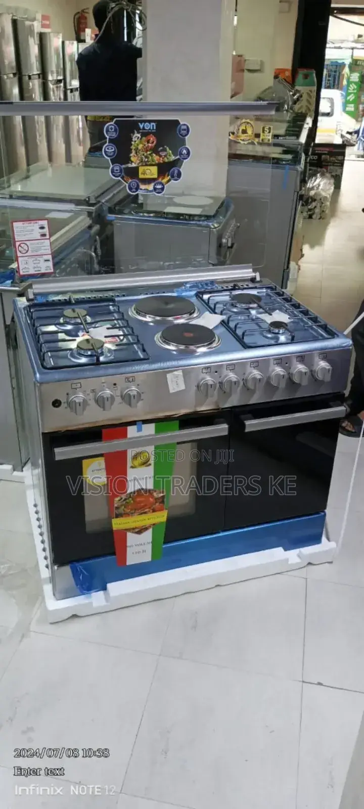 VON Cooker 4G+2HP Standing Cooker With Gas Compatiment