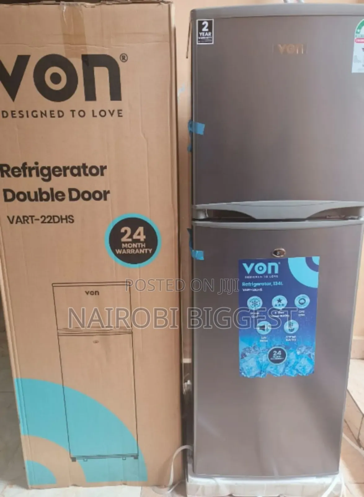 138litres Von Double Door Refrigerator