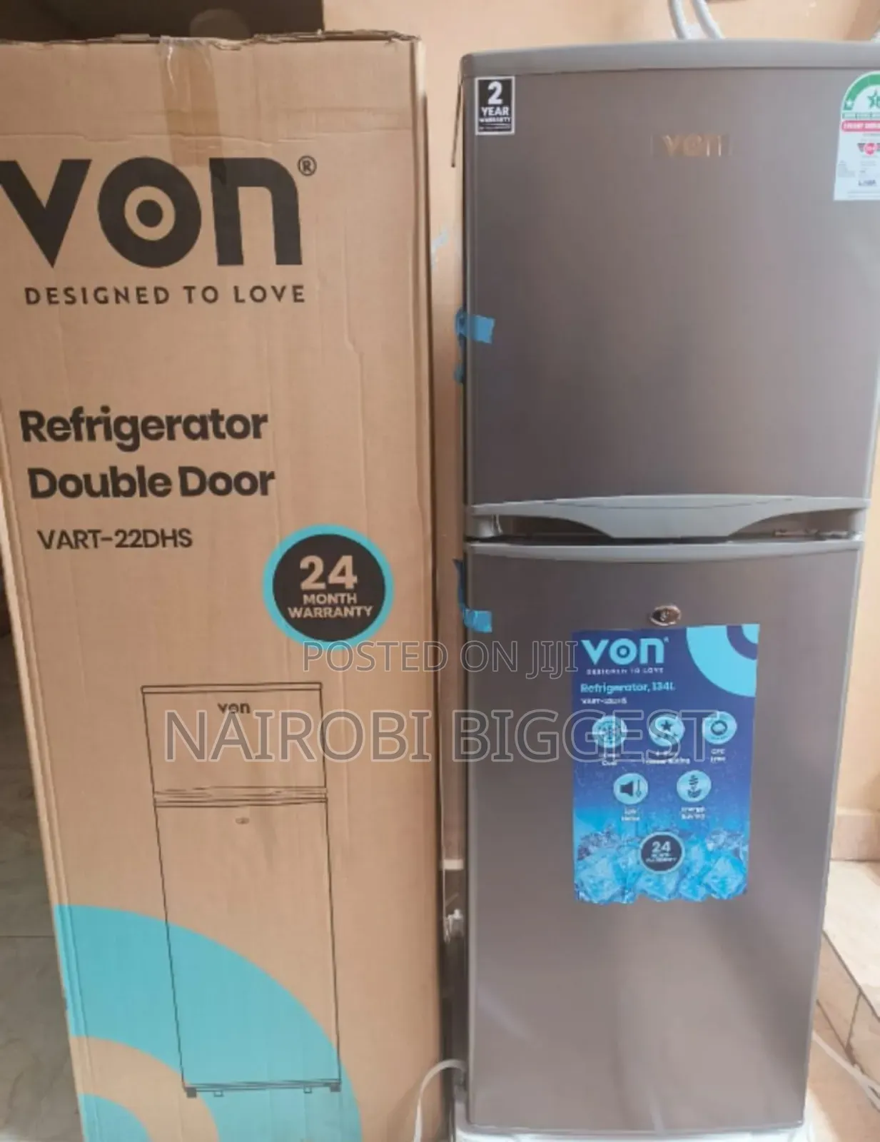 Von 138 Litres Double Door Refrigerator