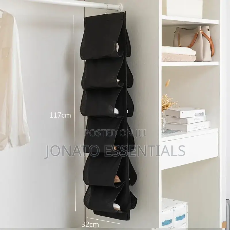 12 Grid Hanging Shoe Storage Bag, Closet Organizer