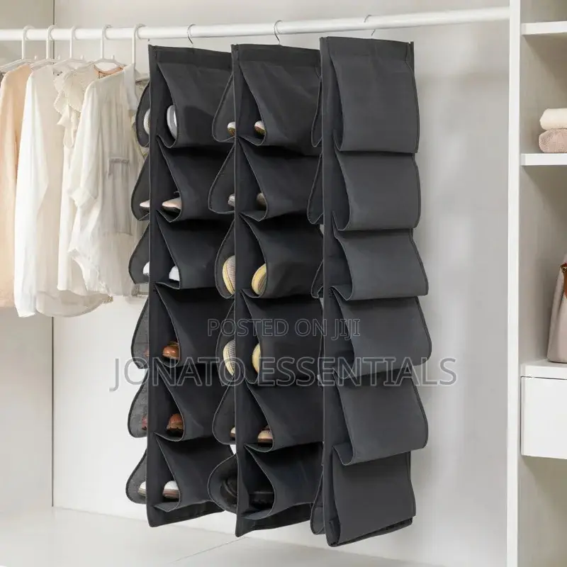 12 Grid Hanging Shoe Storage Bag, Closet Organizer