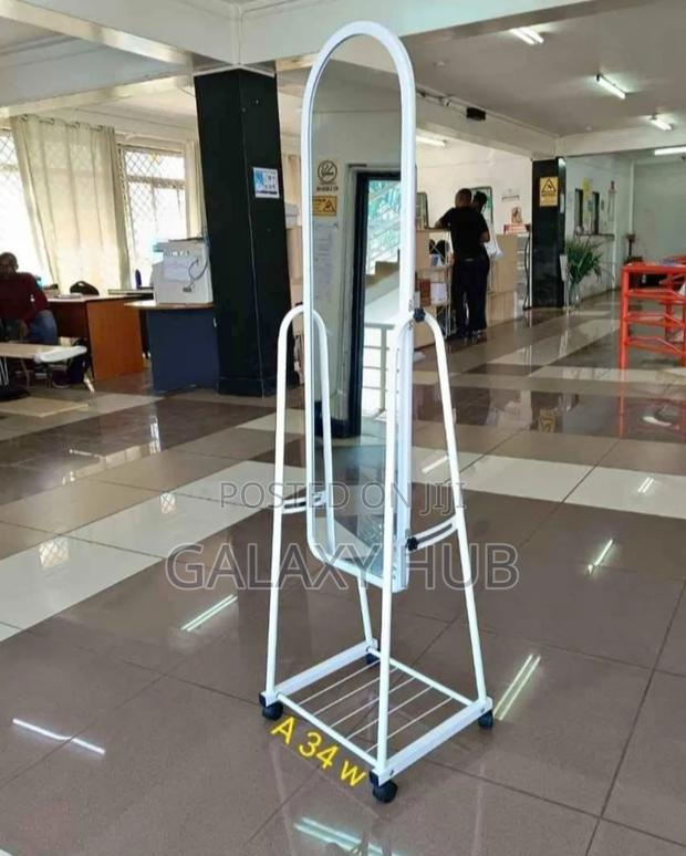 White Stand Dressing Mirror With Shoe Rack