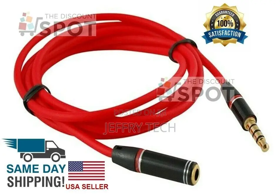 3.5mm 1/8" 4-Pole AUX Extension Cable Stereo Audio Headphone