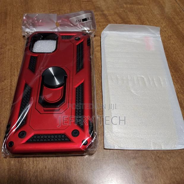 Case for iPhone 12 - Red - W/ Screen Protector and Stand Cli - main view
