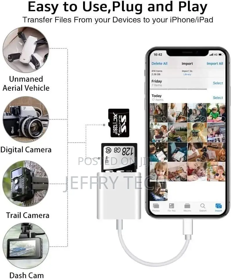2 in 1 8-Pin to USB 3.0 OTG Adapter for iPhone Connect USB F