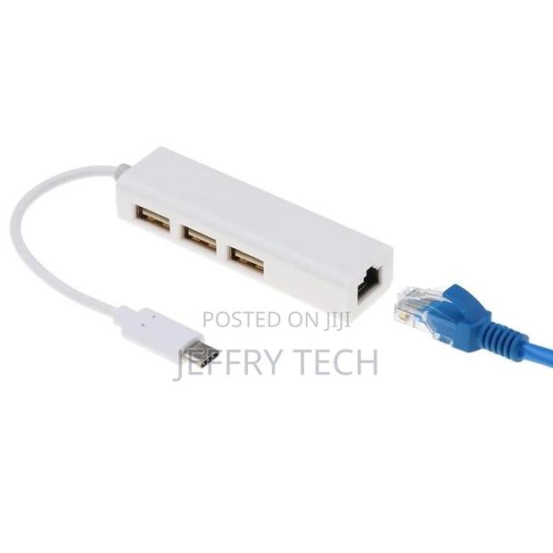 Hub Type-C Usb-C to Lan Rj45 + 3 X Usb 2.0 White - main view