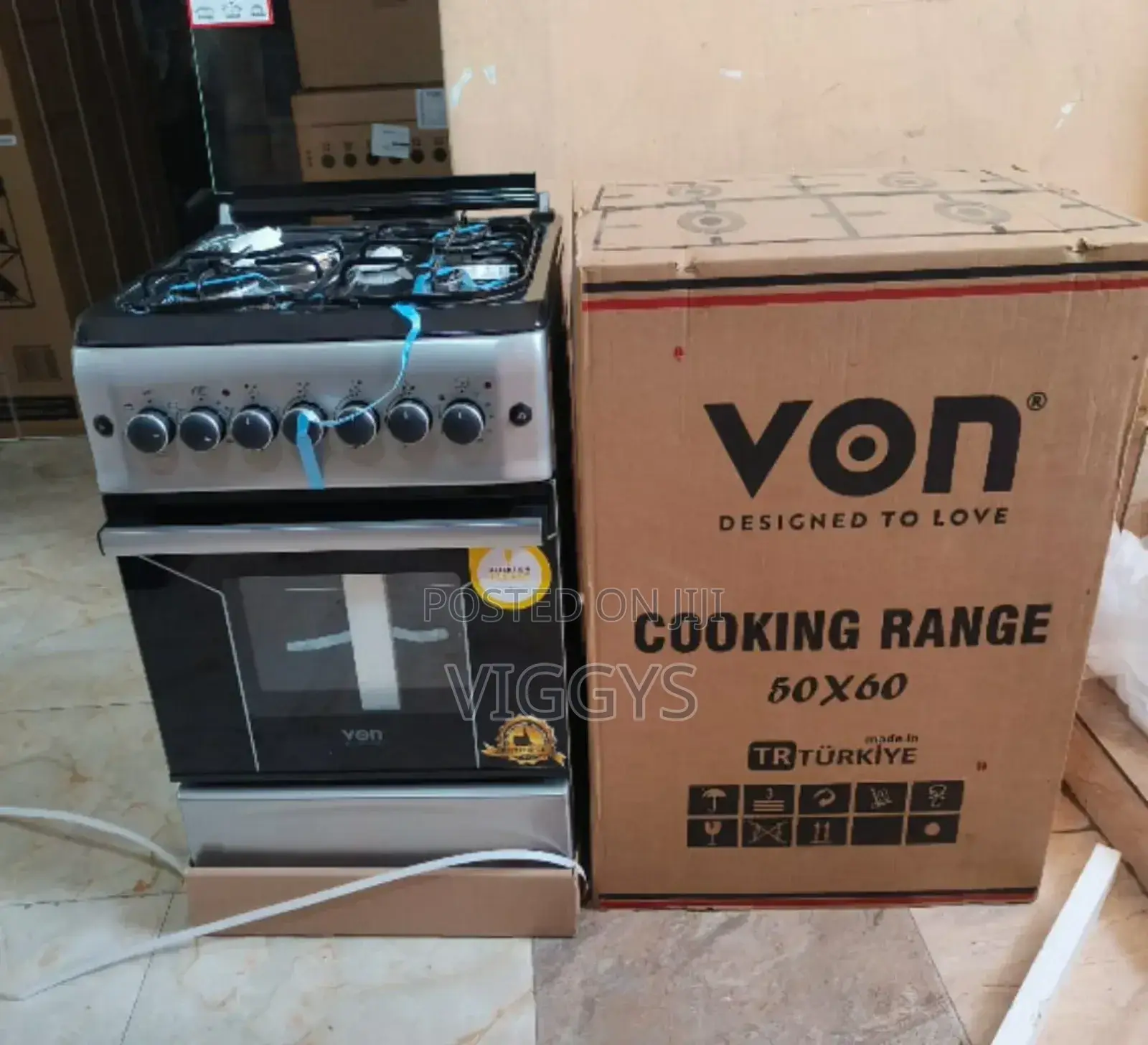 Cool Von Hotpoint 50 *60 3+1 Standing Cooker Vo/N3eg+1e