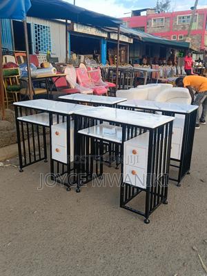 Manicure Marble Tables, Black and White With Drawers - thumbnail 2