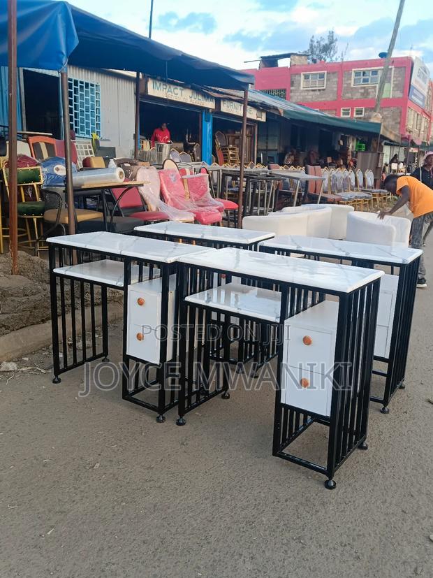 Manicure Marble Tables, Black and White With Drawers - thumbnail 6