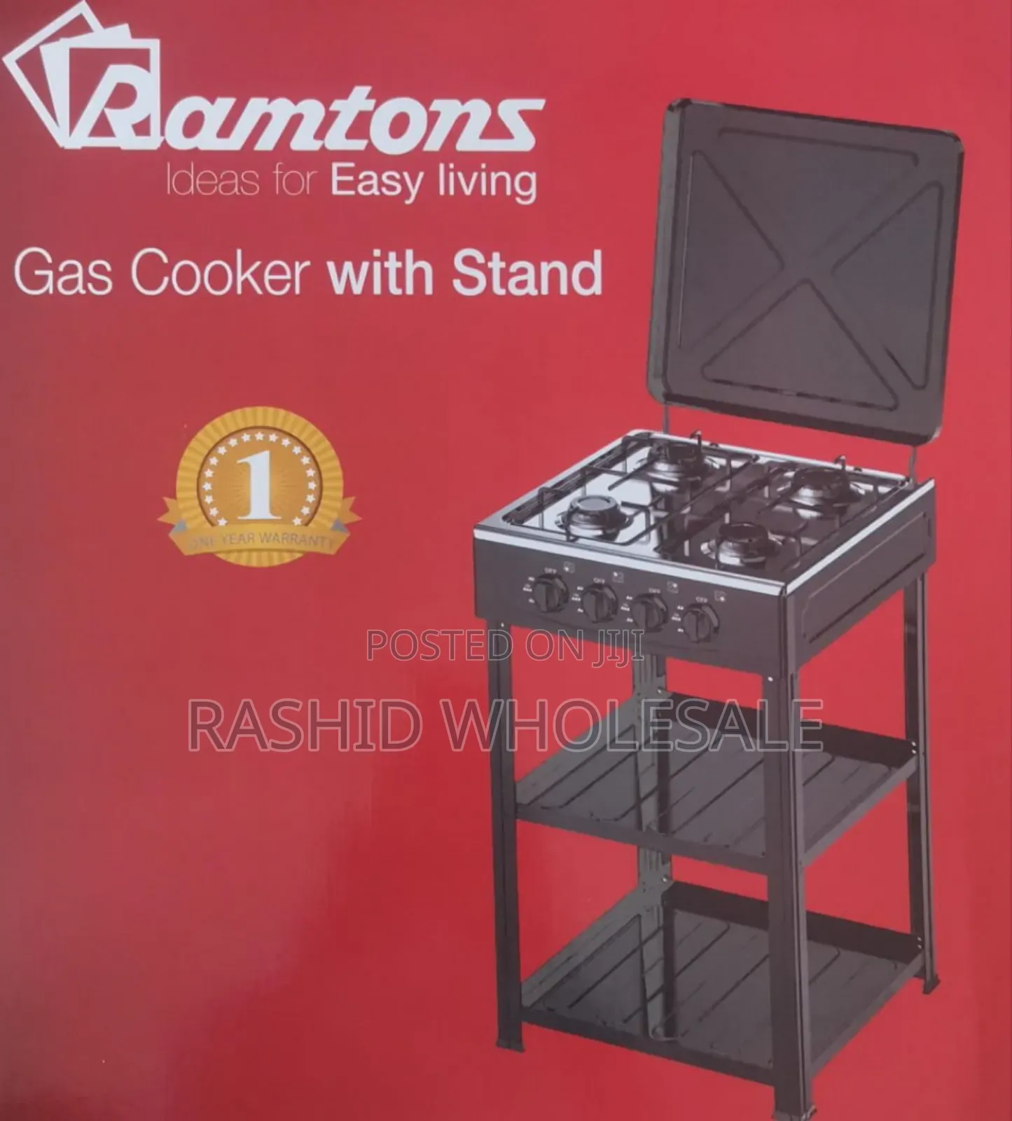 Ramtoms 4 Burner Standing Cooker With Shelves