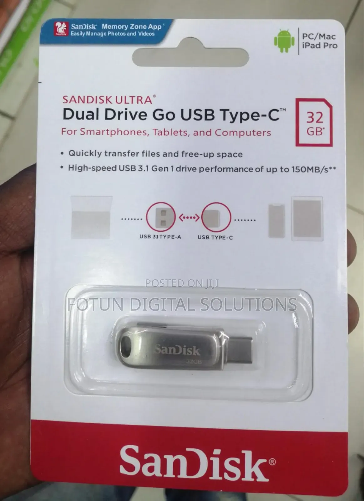 32 Gb Metalic USB 3.1 32gb Sandisk Flashdisk Type C Dual