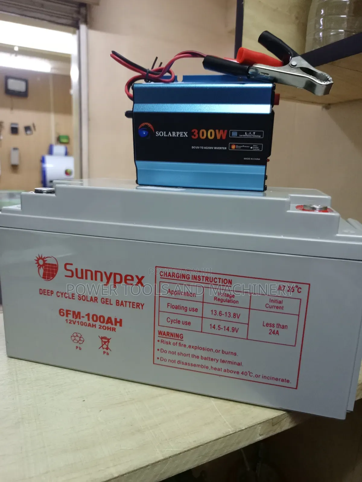 Sunnypex 100ah Solar Battery Plus 300watts Inverter