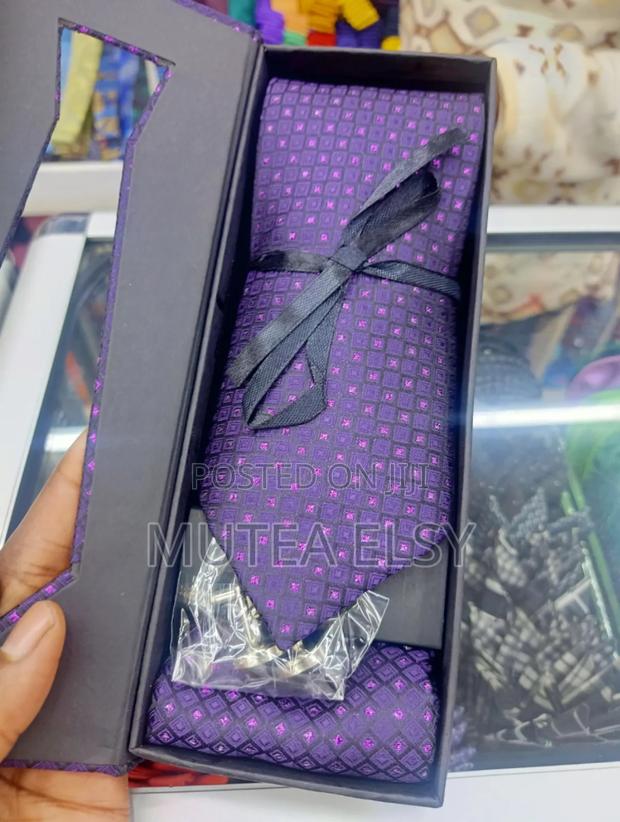 Dark Purple Polycadot Tie Sets - main view