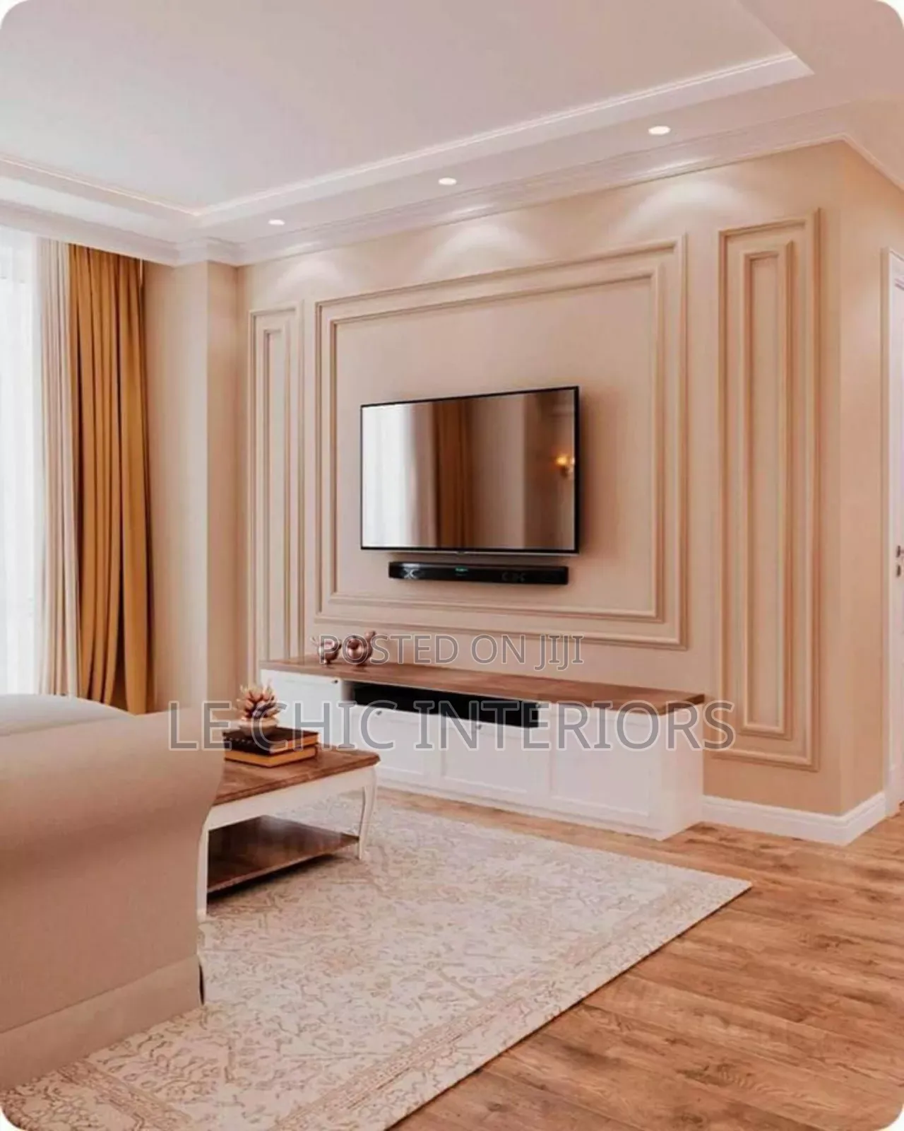 Flute Panels and Gypsum Tv Unit
