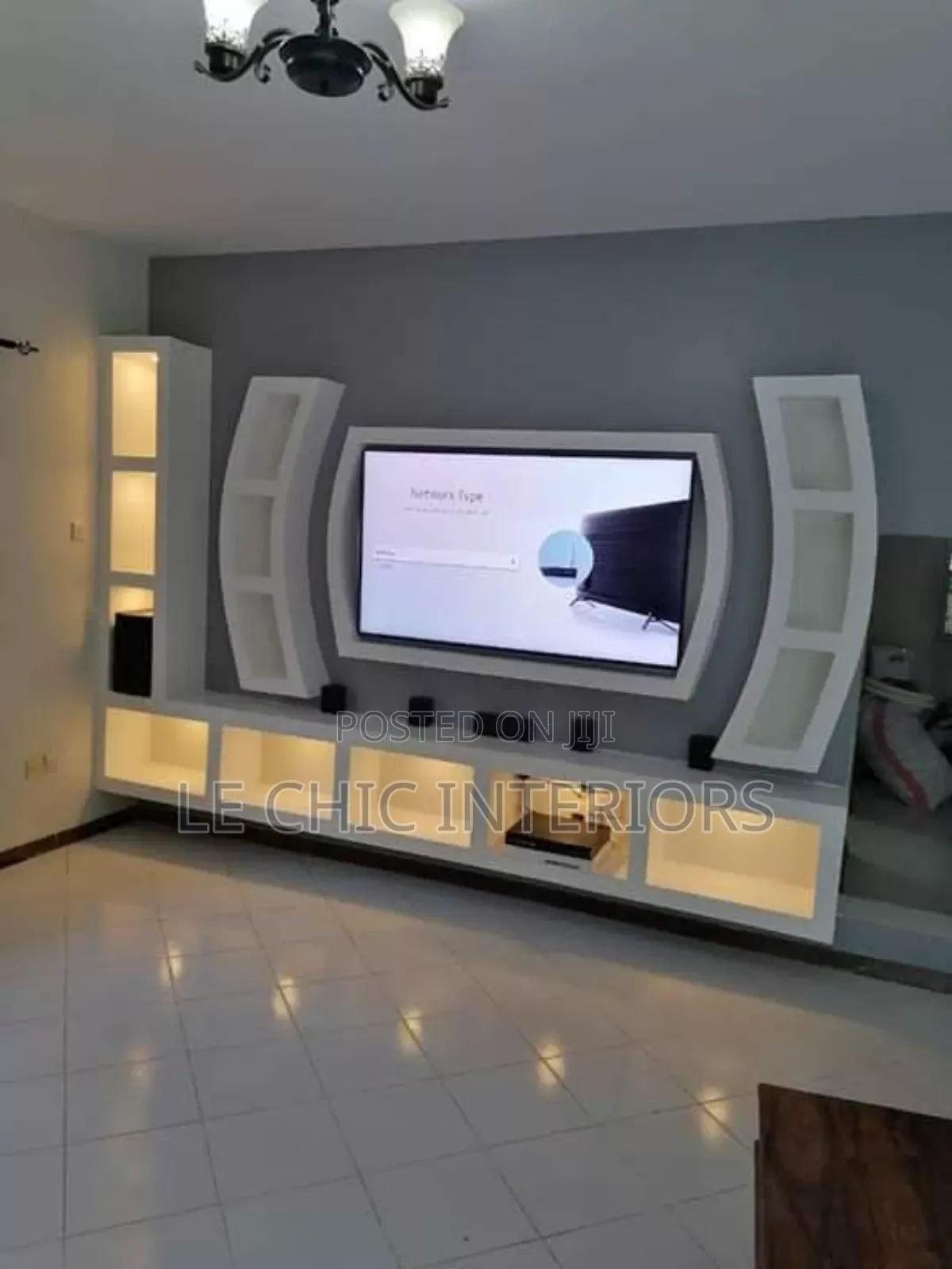 Flute Panels and Gypsum Tv Unit