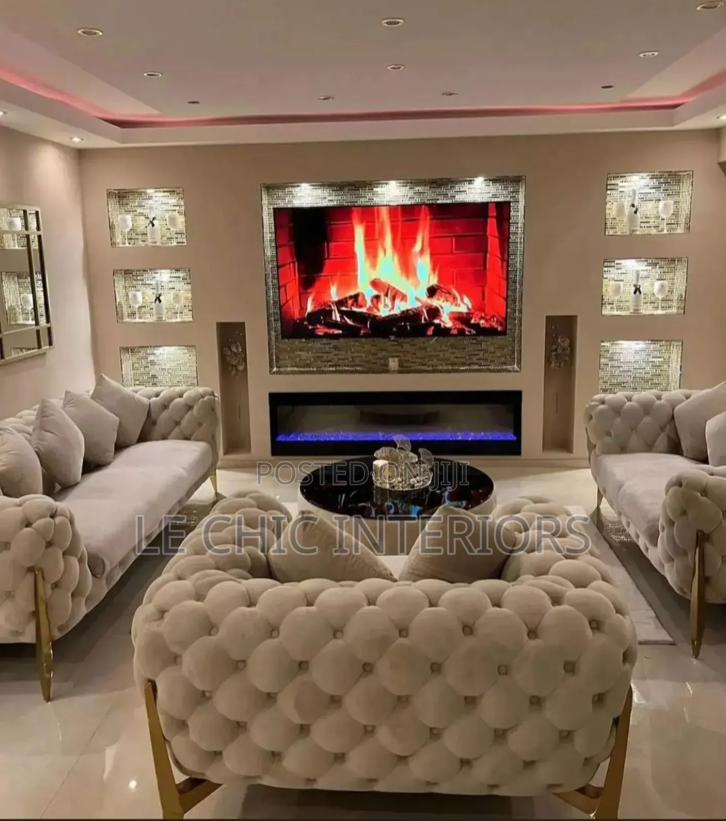 Flute Panels and Gypsum Tv Unit
