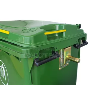 Green 660 Litre Plastic Wheeled Garbage Bin.
