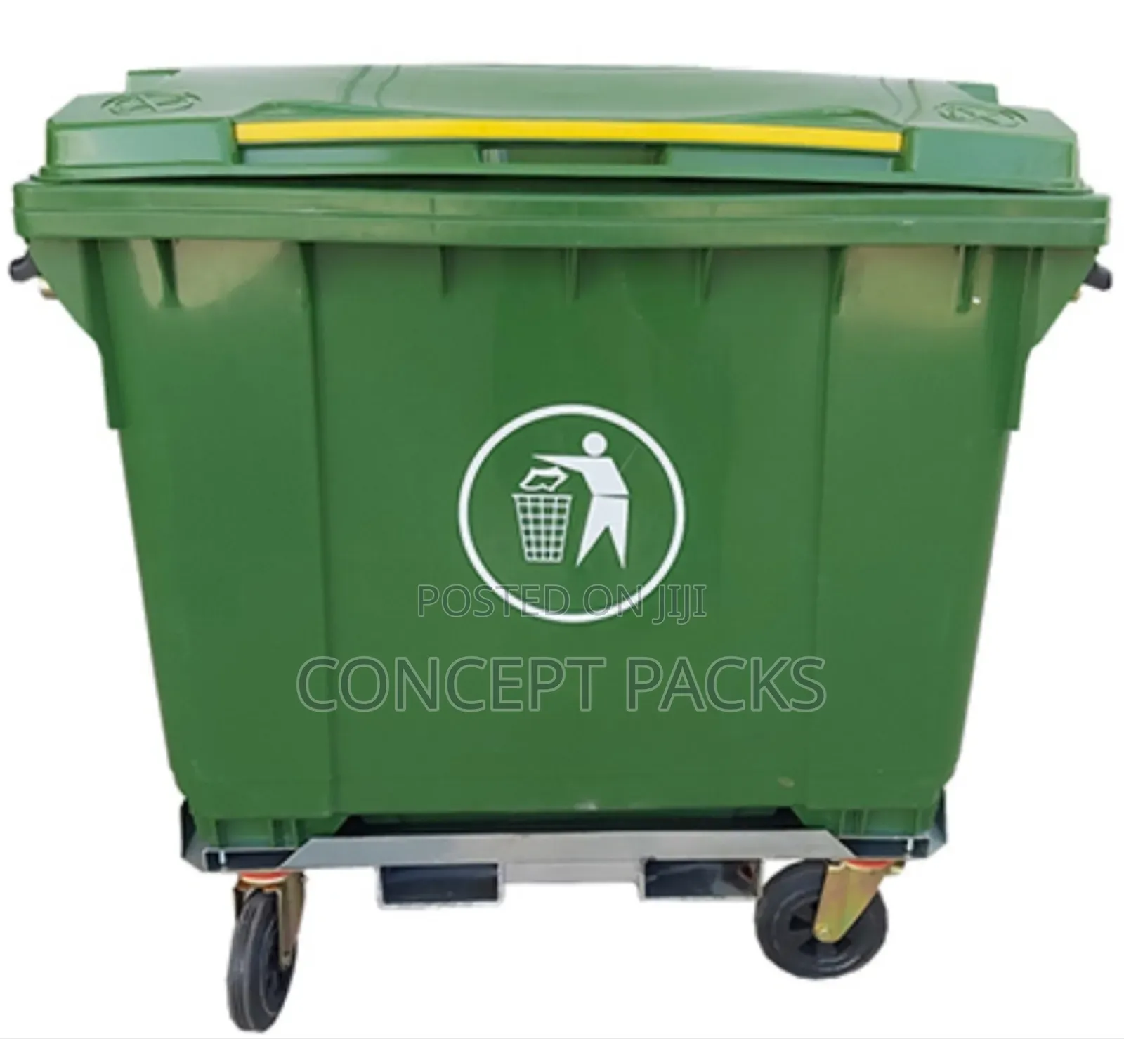 Green 660 Litre Plastic Wheeled Garbage Bin.