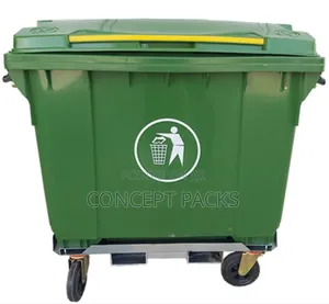 Green 660 Litre Plastic Wheeled Garbage Bin.