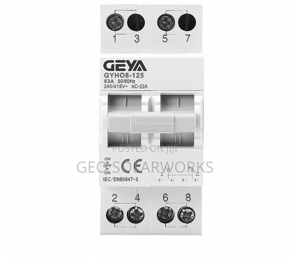 63A 2P GEYA Manual Changeover Transfer Switch- Din Rail Type