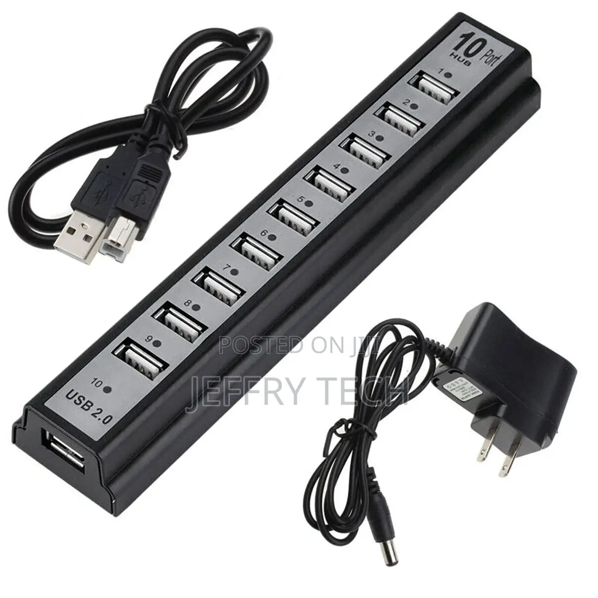 USB 2 10 Port External HUB W Power Adapter for Desktop