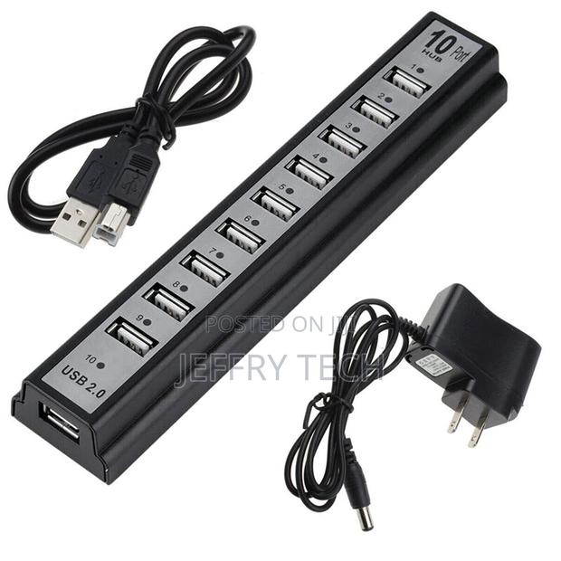 USB 2 10 Port External HUB W Power Adapter for Desktop