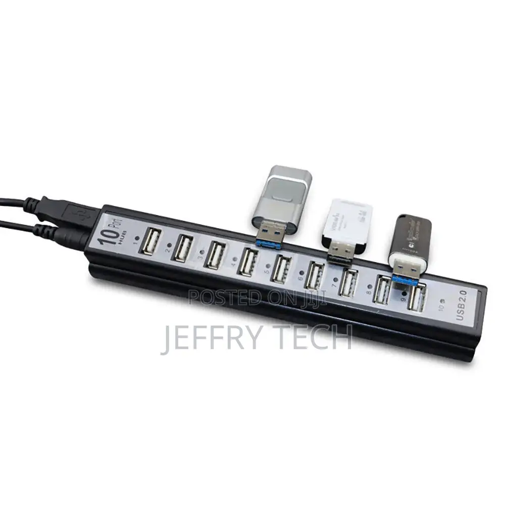 USB 2 10 Port External HUB W Power Adapter for Desktop
