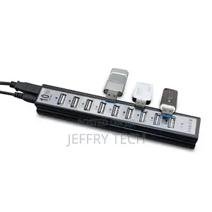 USB 2 10 Port External HUB W Power Adapter for Desktop