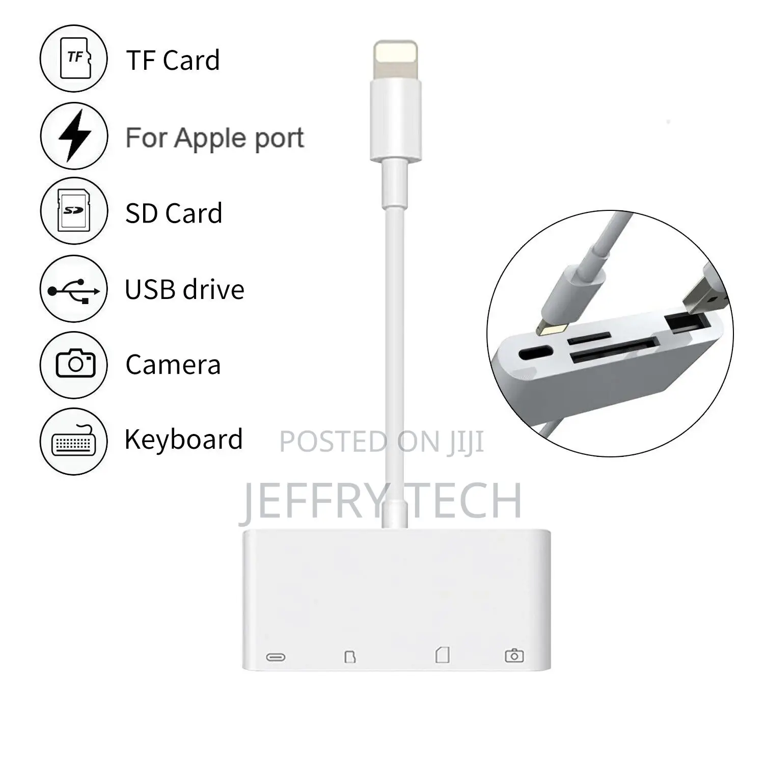 USB to Card Reader Adapter USB Camera Micro SD Memory Slot F