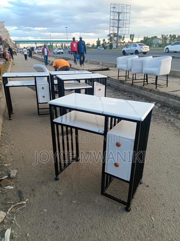 Manicure Marble Table, Black and White - main view