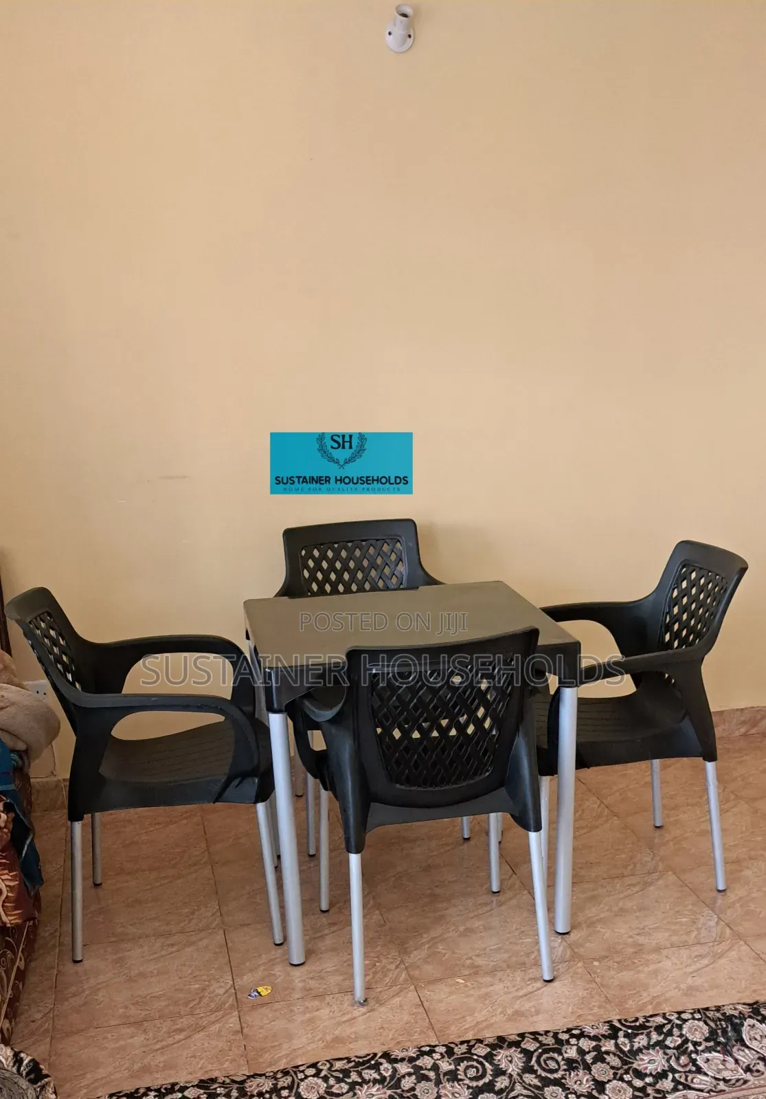 Black Plastic Chairs With Plastic Table Set