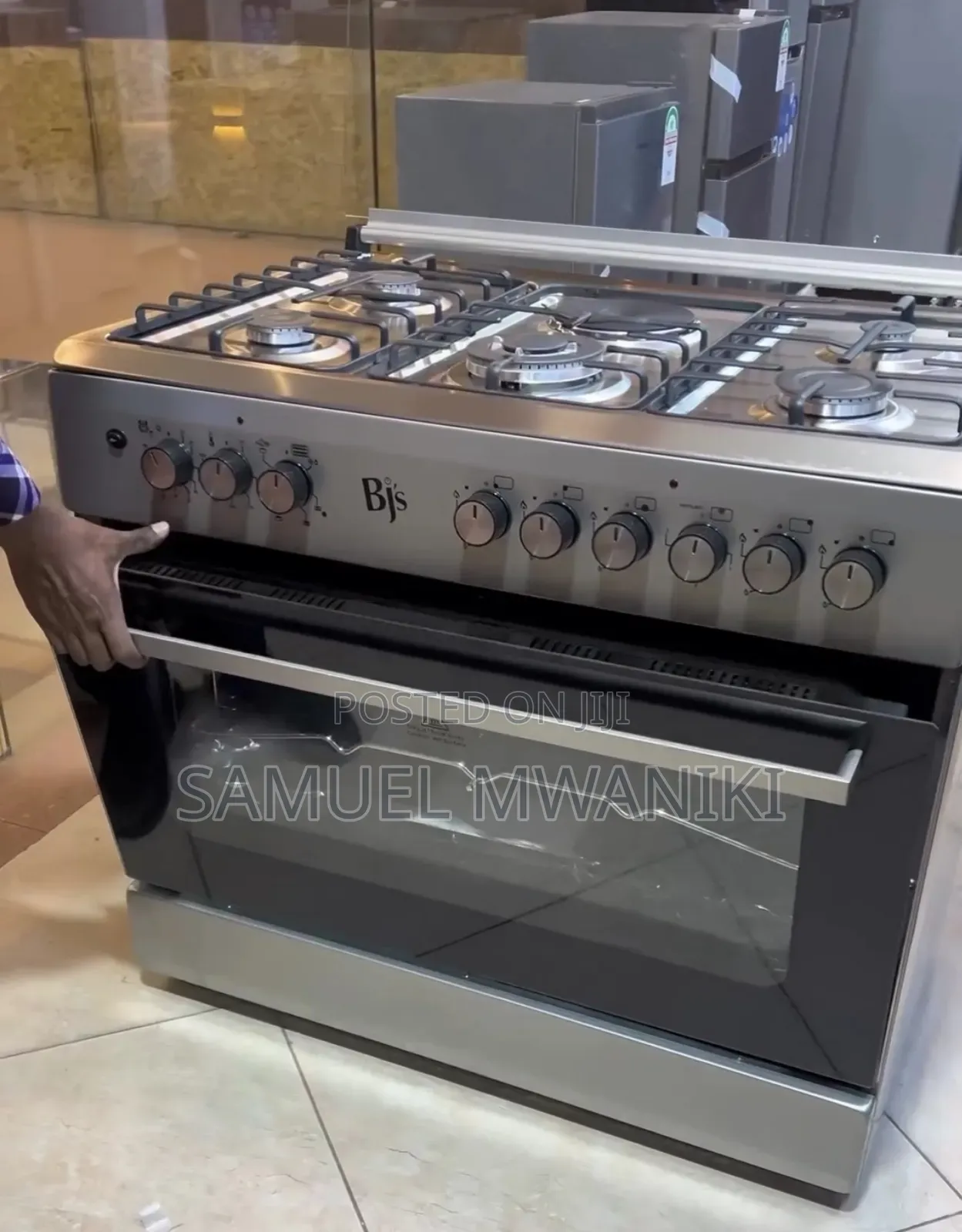 BJ’S 90 by 60 Cooker 4GAS+1WOK+1HOTPLATE SILVER/INOX E/Oven