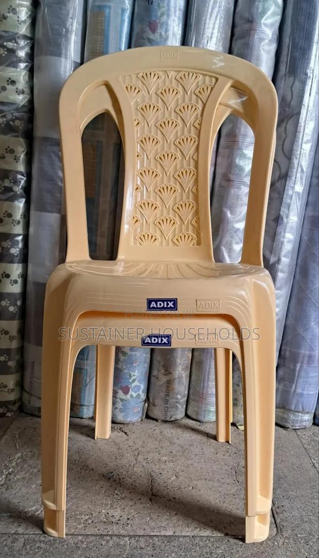 Cream Armless Adix Plastic Chairs - thumbnail 2
