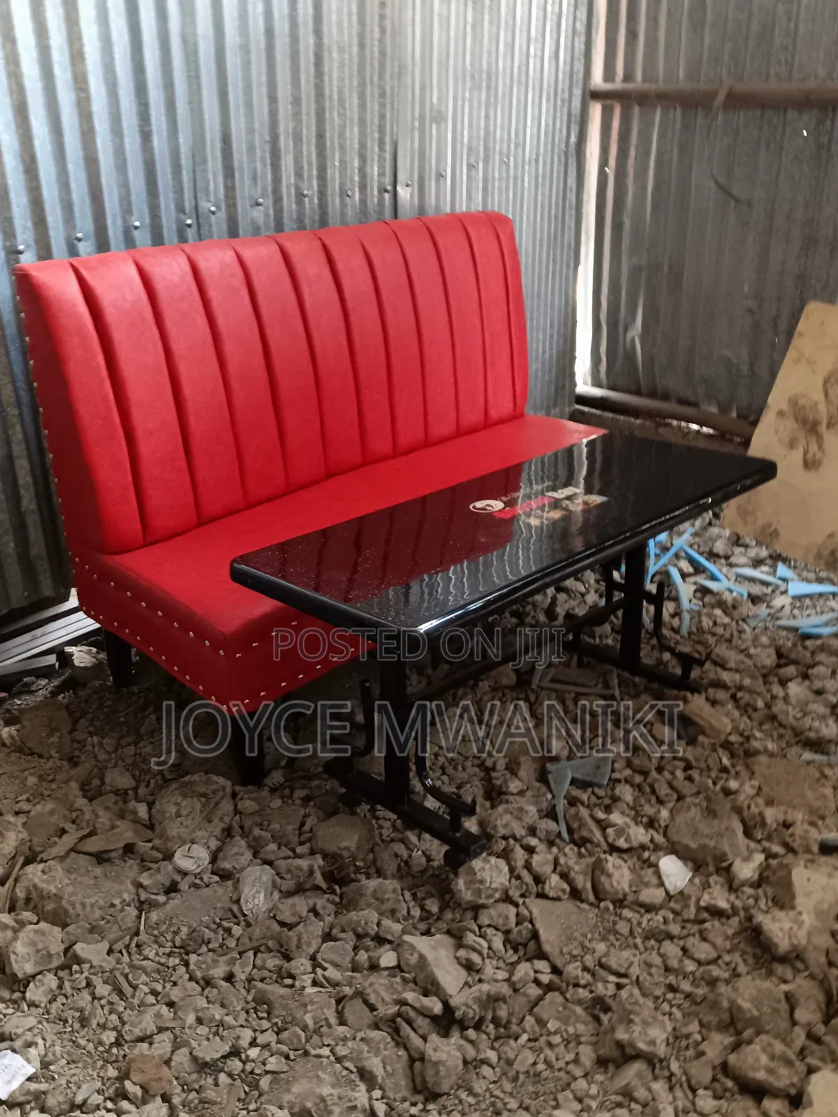 Restaurant Couch Red and a Table 