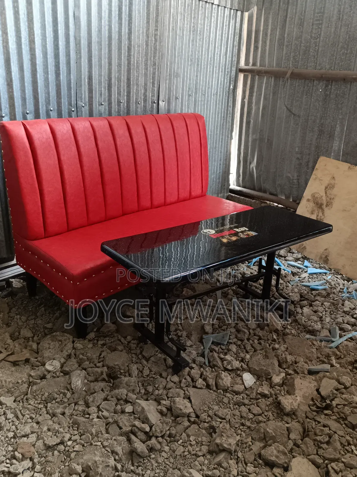 Restaurant Couch Red and a Table 