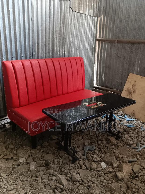 Restaurant Couch Red and a Table  - thumbnail 3