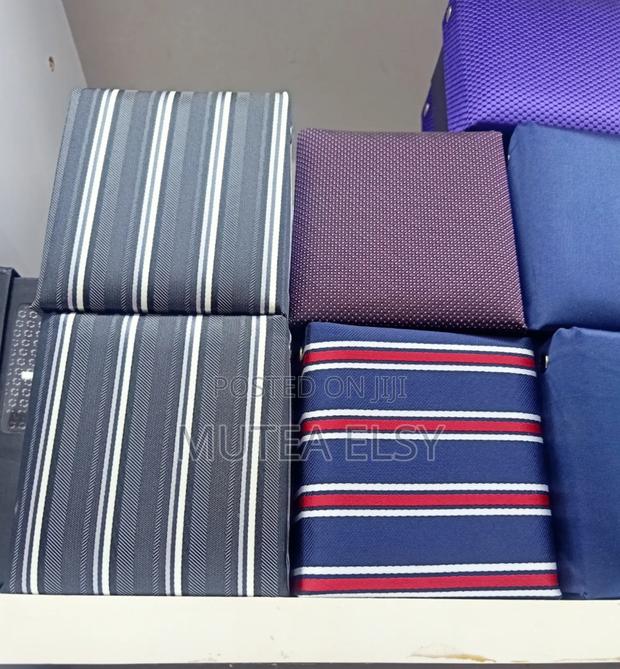 Navyblue Black Striped Executive Tie Sets - thumbnail 2