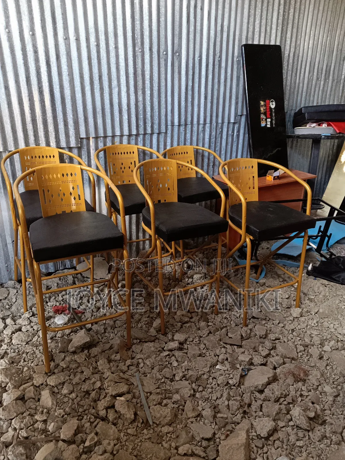 High Bar Chairs, Powder Coated Gold 