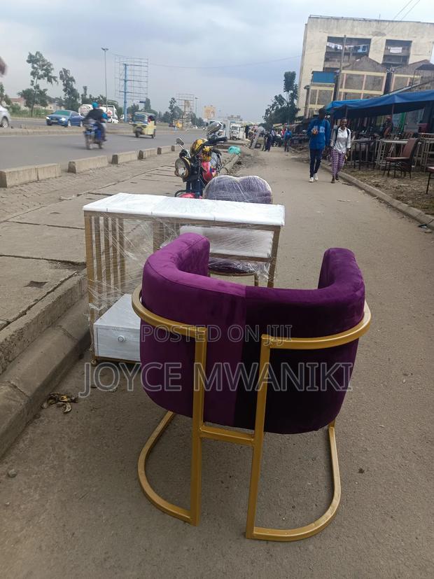 Manicure Set, White Marble Table With Drawer - main view