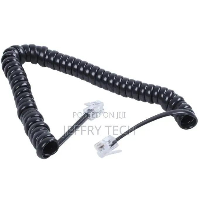 RJ9 4P4C Plug Coiled Stretchy Telephone Handsets Cable Line