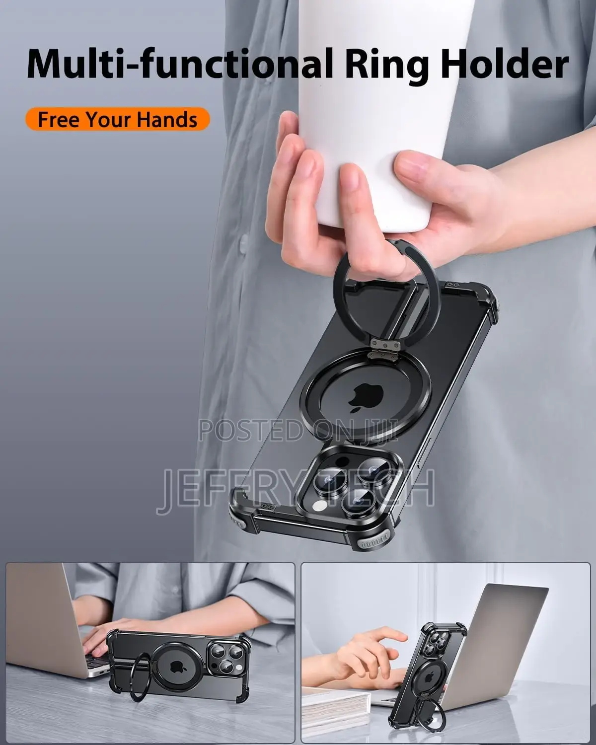 iPhone 15 Pro Max Bumper Case, With Invisible Magnetic O-Ri