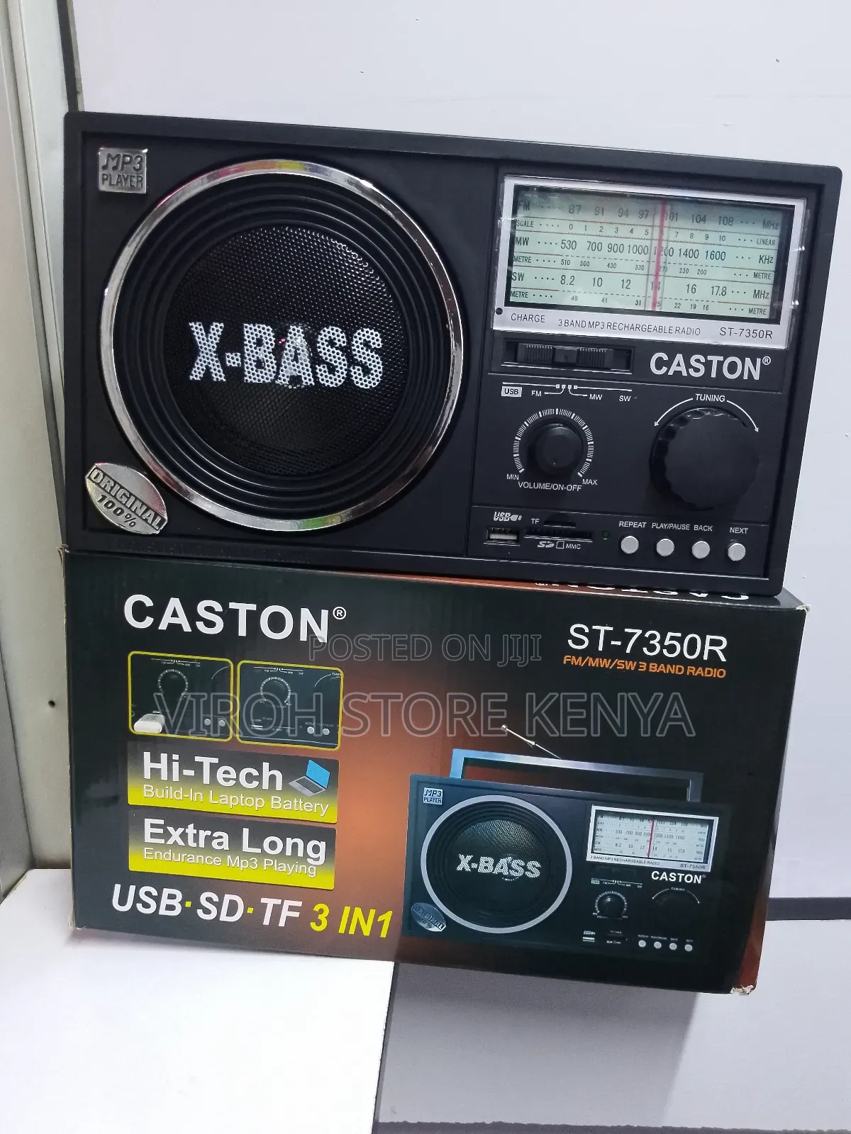 Caston 7350R X-Bass Rechargeable Radio With FM / USB Ports