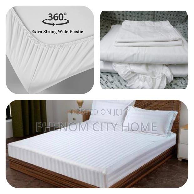 White Stripped 5pc Matress Cover