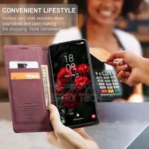(Red, S24 Flip Case Magnetic Stand Flip Protective Cover Lea