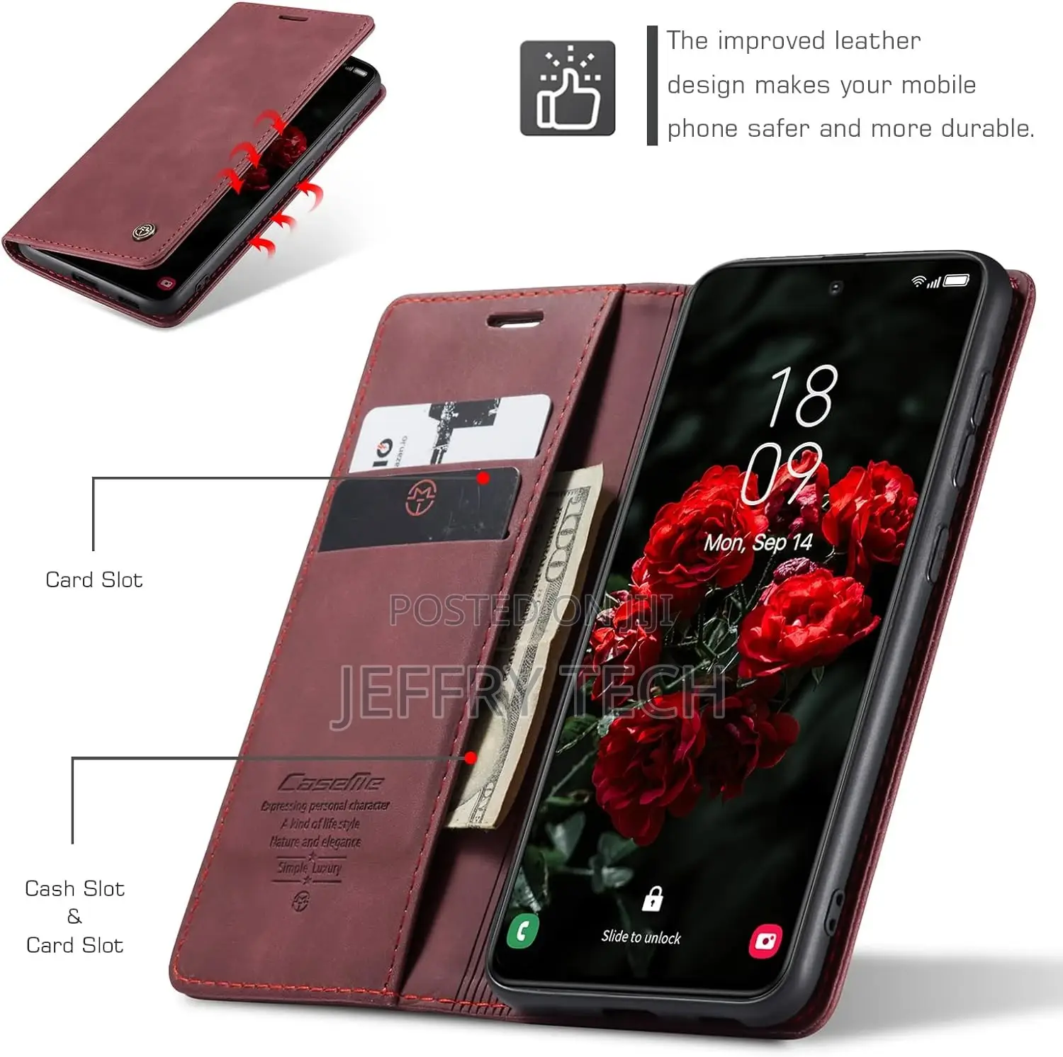 (Red, S24 Flip Case Magnetic Stand Flip Protective Cover Lea